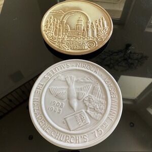 FRANKOMA‎ POTTERY , NAZARENE International Retreat Trivet Set Of Two 1983 1987